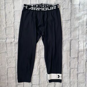 Under Armour youth XL Heatgear fitted compression leggings black & white